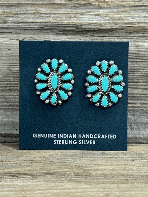 ERN126- Pawn Turquoise Cluster Earrings 