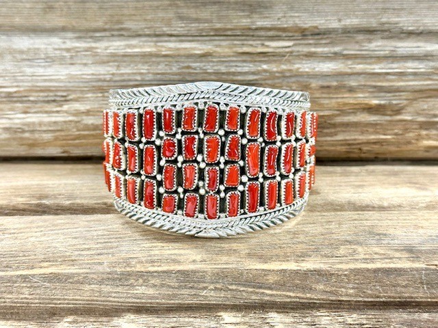 B47- Navajo Coral Wide Bracelet 