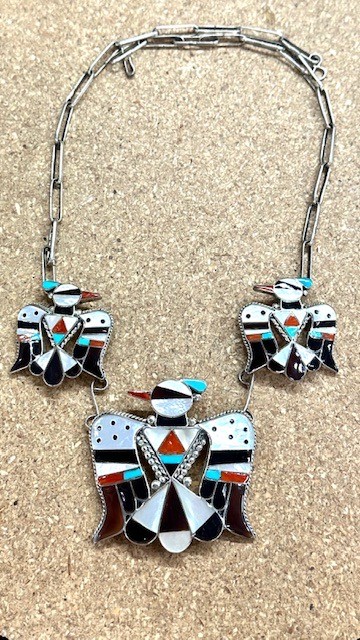 PN10- Pawn Zuni Inlay Thunderbird Necklace 