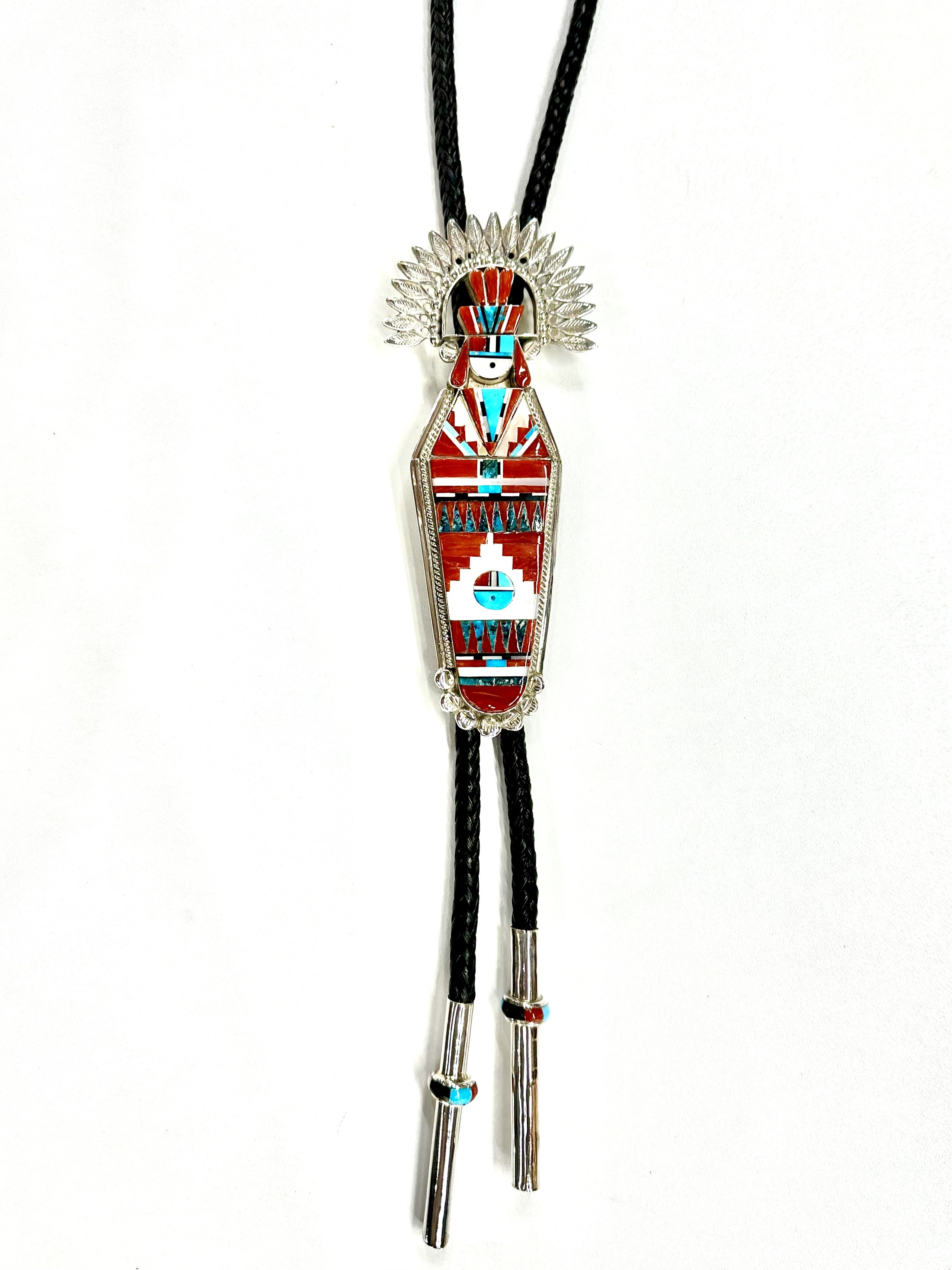 BT5- Zuni Inlay Kachina Bolo Tie