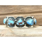 B15- Navajo Handmade Golden Hills Turquoise Bracelet 