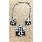 PN10- Pawn Zuni Inlay Thunderbird Necklace 